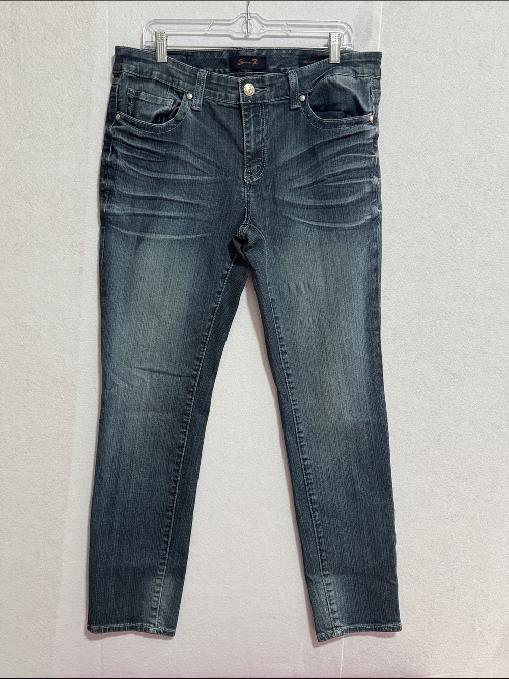 7 For All Mankind Women's Skinny Jeans - Dark Grey Blue Wash